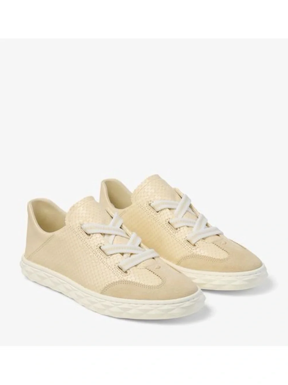 New JIMMY CHOO Diamond Light Flex Leather Low-Top Trainers $625 38.5